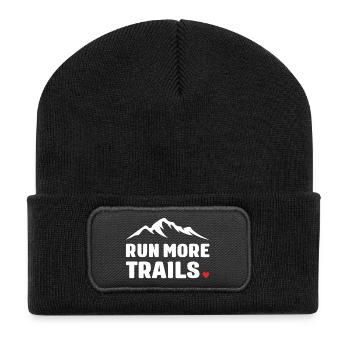 Lauf mehr Trails - Recycelte Patch Beanie - Schwarz - Vorne