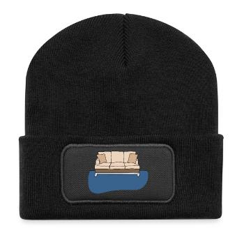 Sofa, bunte Grafik - Recycelte Patch Beanie - Schwarz - Vorne