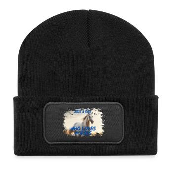 L’amour des chevaux - Beanie recyclé à patch - noir - Devant