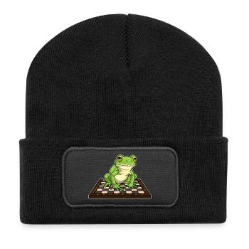 Frog Chessboard Chess Board Game - Recycled Patch Beanie - black - Front