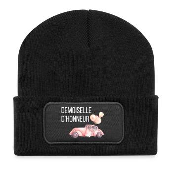 Bridesmaid - Car Wedding - Recycled Patch Beanie - black - Front