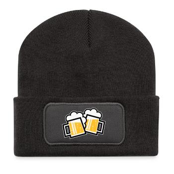 XZwei Originale Bayern (dreifarbig) - Recycelte Patch Beanie - Dunkelgrau - Vorne