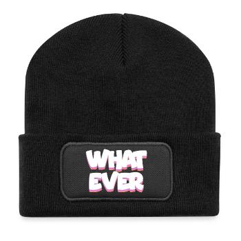 Welcher fette Neon-Pop-Text auch immer - Recycelte Patch Beanie - Schwarz - Vorne