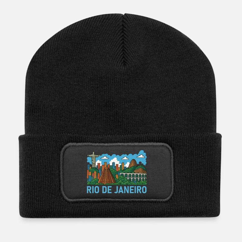 Rio de Janeiro, Brésil - Beanie recyclé à patch - noir