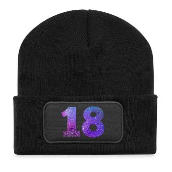 Numéro 18 galaxie - Beanie recyclé à patch - noir - Devant