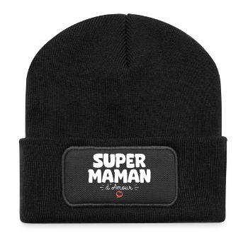 Maman drôle Fête des mères Super maman d'amour - Beanie recyclé à patch - noir - Devant
