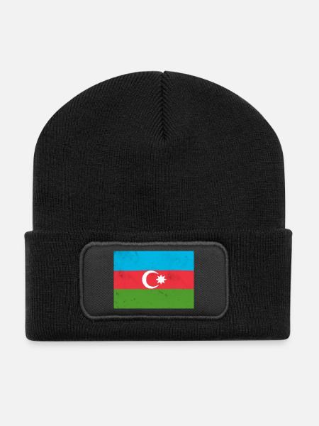Flag of Azerbaijan – Pride and National Identity - Recycled Patch Beanie - black
