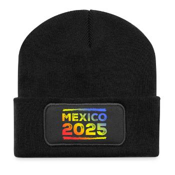 Mexiko 2025 Bunt - Recycelte Patch Beanie - Schwarz - Vorne