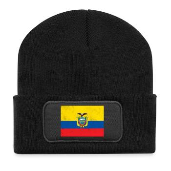 Flagge von Ecuador – Andengeist - Recycelte Patch Beanie - Schwarz - Vorne