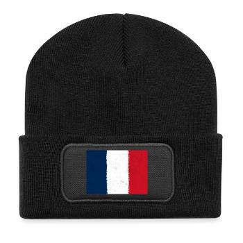 Flagge Frankreichs – Stolz der Trikolore - Recycelte Patch Beanie - Schwarz - Vorne