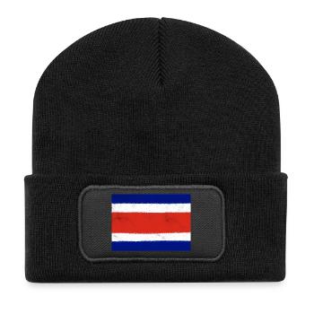 Flagge von Costa Rica - Recycelte Patch Beanie - Schwarz - Vorne