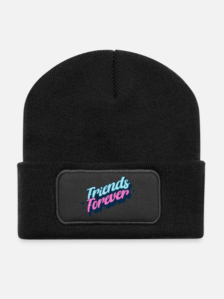Friends Forever Retro Neon Script - Recycled Patch Beanie - black