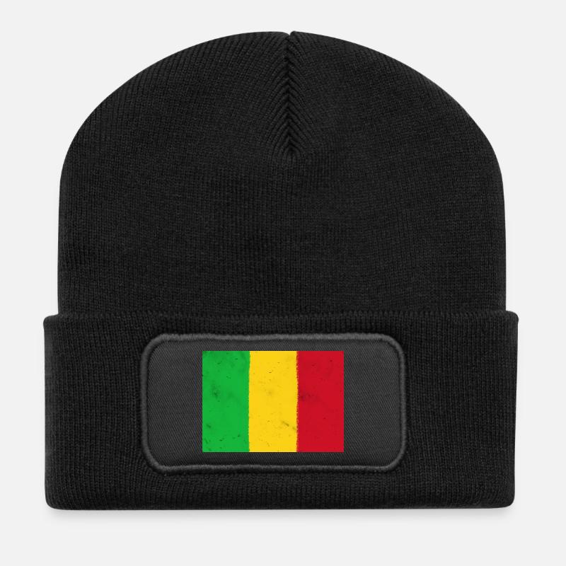 Flag of Mali - Recycled Patch Beanie - black