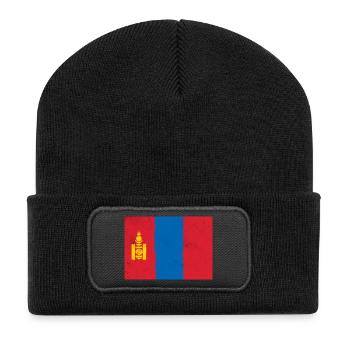 Flag of Mongolia - Recycled Patch Beanie - black - Front