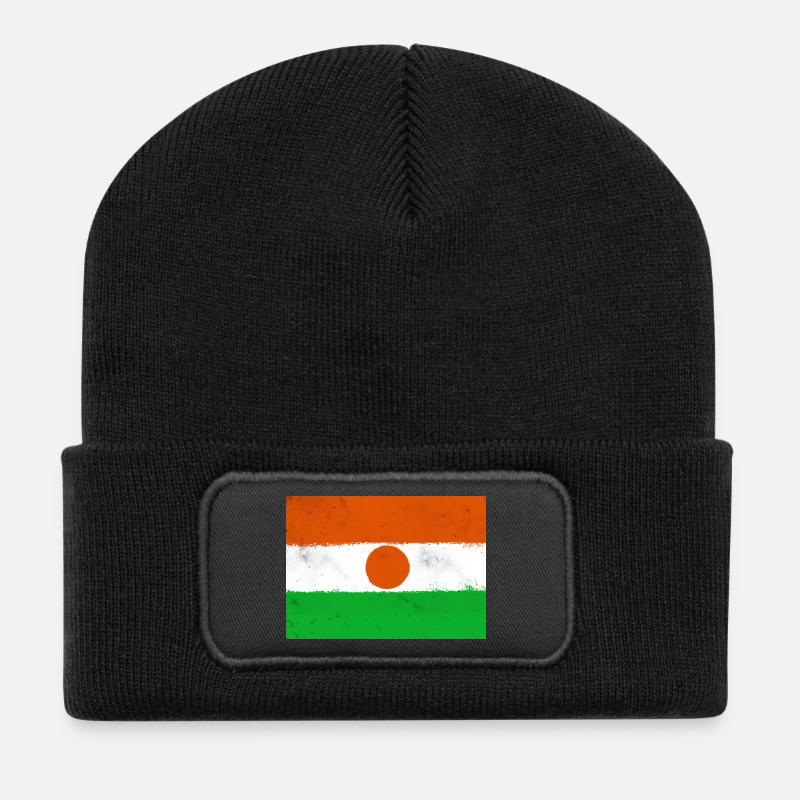 Flag of Niger - Recycled Patch Beanie - black