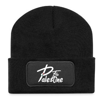 Free palestine text - Recycled Patch Beanie - black - Front