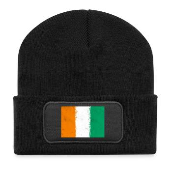 Flagge von Côte d'Ivoire - Recycelte Patch Beanie - Schwarz - Vorne
