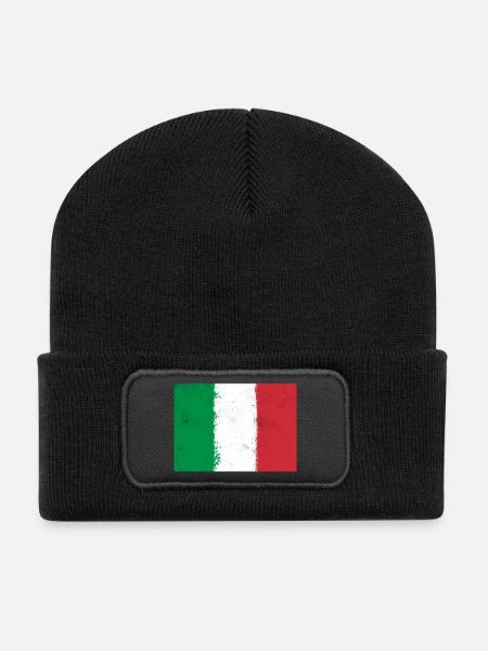 Drapeau de l’Italie - Beanie recyclé à patch - noir