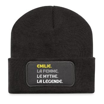 EMILIE LA FEMME LE MYTHE LA - Beanie recyclé à patch - charbon - Devant