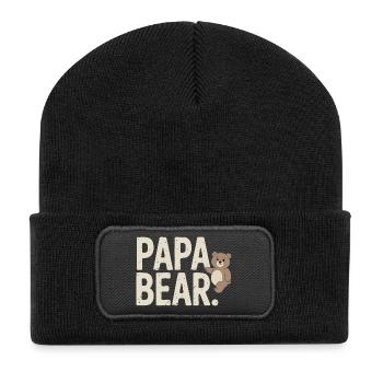 Papa Bear – Un design amusant pour les pères - Beanie recyclé à patch - noir - Devant