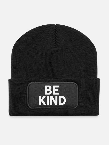 Be kind slogan plain - Recycled Patch Beanie - black