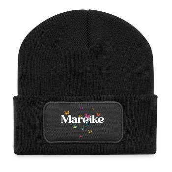 Beau prénom de fille MAREIKE avec des papillons - Beanie recyclé à patch - noir - Devant
