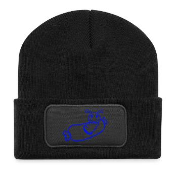 trou de chenille saucisse saucisses grill faim manger - Beanie recyclé à patch - noir - Devant