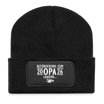 Opa 2026 loading - Werdender Großvater - Recycelte Patch Beanie - Schwarz - Vorne