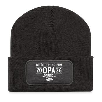 Opa 2026 loading - Werdender Großvater - Recycelte Patch Beanie - Dunkelgrau - Vorne