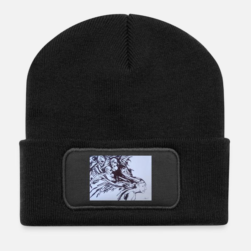 Zerrbilder - Recycelte Patch Beanie - Schwarz