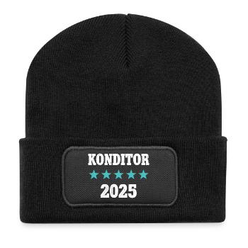 Konditor 2025 Ausbildung Prüfung Meister Azubi - Recycelte Patch Beanie - Schwarz - Vorne