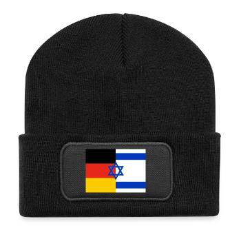 Flagge Deutschland Israel - Recycelte Patch Beanie - Schwarz - Vorne