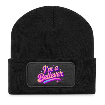 Ich bin ein Gläubiger Glaube Disco Party Design - Recycelte Patch Beanie - Schwarz - Vorne