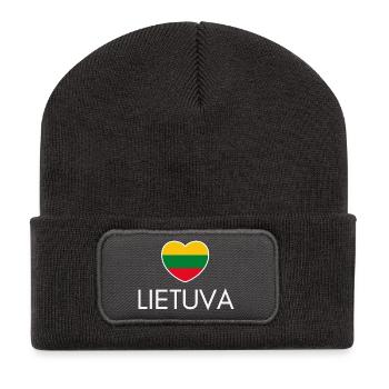 I love Lithuania, heart Lithuania - Recycled Patch Beanie - dark grey - Front