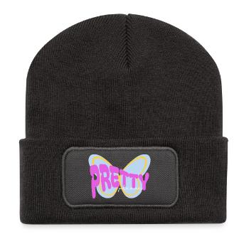 "Pretty please" sarcastic print design - Recycled Patch Beanie - dark grey - Front