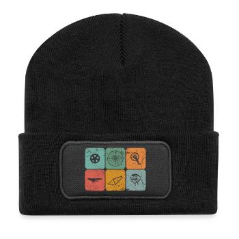 Biking Cycling Vintage Bicycle Parts Cyclist Gifts - Recycelte Patch Beanie - Schwarz - Vorne