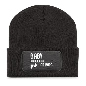 Femmes enceintes BÉBÉ À BORD Drôle - Beanie recyclé à patch - charbon - Devant
