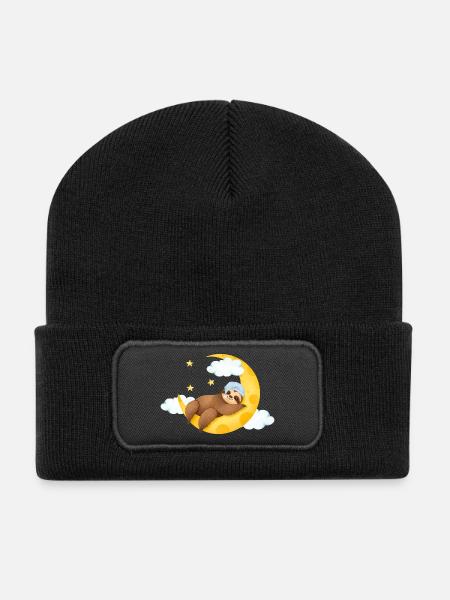 Sloth on the Moon - Recycled Patch Beanie - black