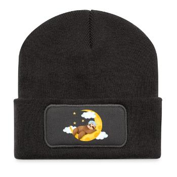 Paresseux sur la lune - Beanie recyclé à patch - charbon - Devant