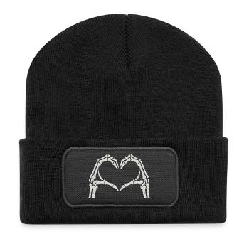 Heart Skeleton Hands - Recycled Patch Beanie - black - Front