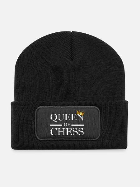 Queen of Chess Queen of Chess Chess Player - Recycled Patch Beanie - black