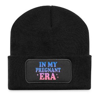 À l’ère de ma grossesse - Annonce de grossesse - Beanie recyclé à patch - noir - Devant