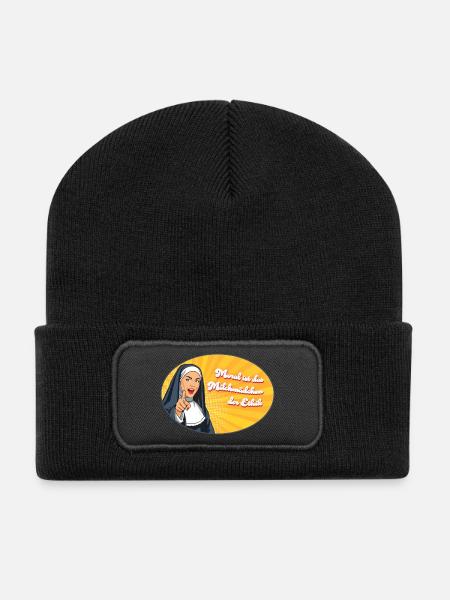 Moral ist für Milchmädchen - Recycelte Patch Beanie - Schwarz