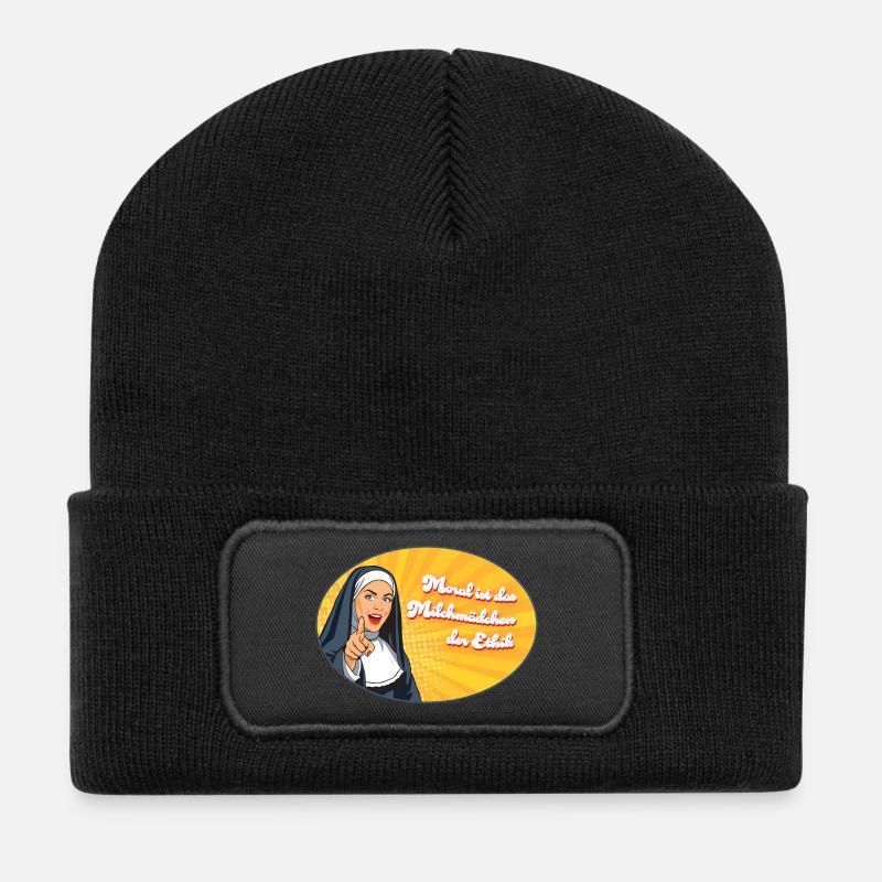 Moral ist für Milchmädchen - Recycelte Patch Beanie - Schwarz