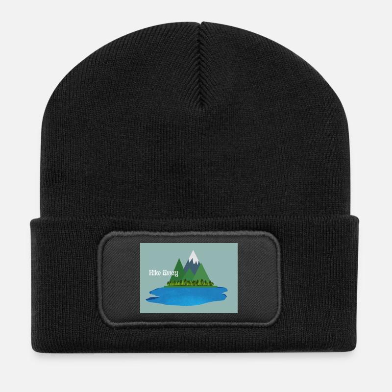 Randonnée Montagne Lac Paysage - Beanie recyclé à patch - noir