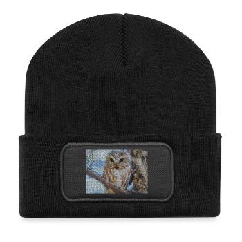 Nocturnal Owl Mosaic - Recycled Patch Beanie - black - Front