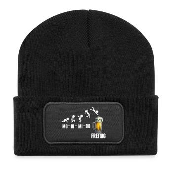 Freitag Wochenende Bierliebhaber Biertrinker - Recycelte Patch Beanie - Schwarz - Vorne