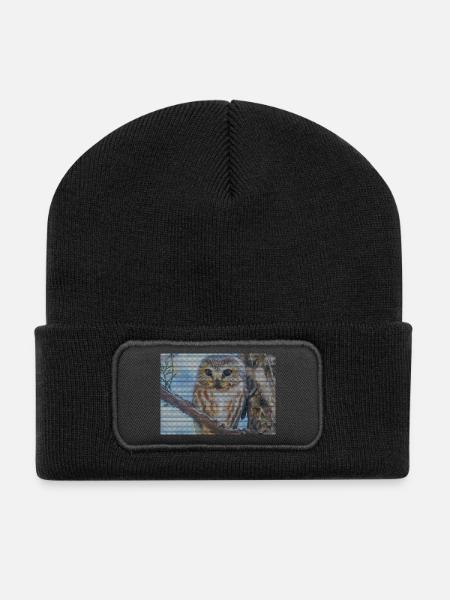 Abendwald Eulenblick - Recycled Patch Beanie - black