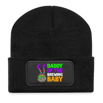 Gender Reveal Halloween Werdender Papa - Recycelte Patch Beanie - Schwarz - Vorne