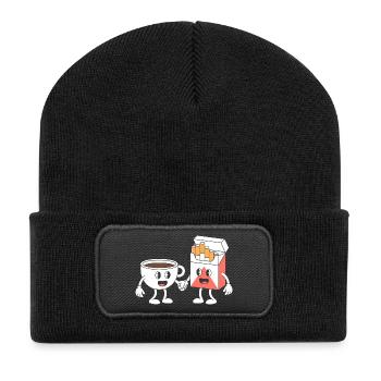Café et cigarettes - T-shirt humoristique - Beanie recyclé à patch - noir - Devant